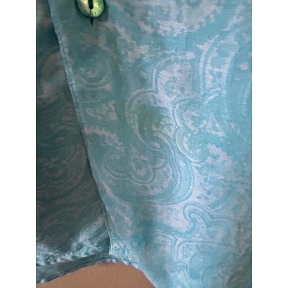 Robert Graham Classic Fit Long Sleeve Shirt Blue Paisley XL Linen Cotton - Picture 7 of 11
